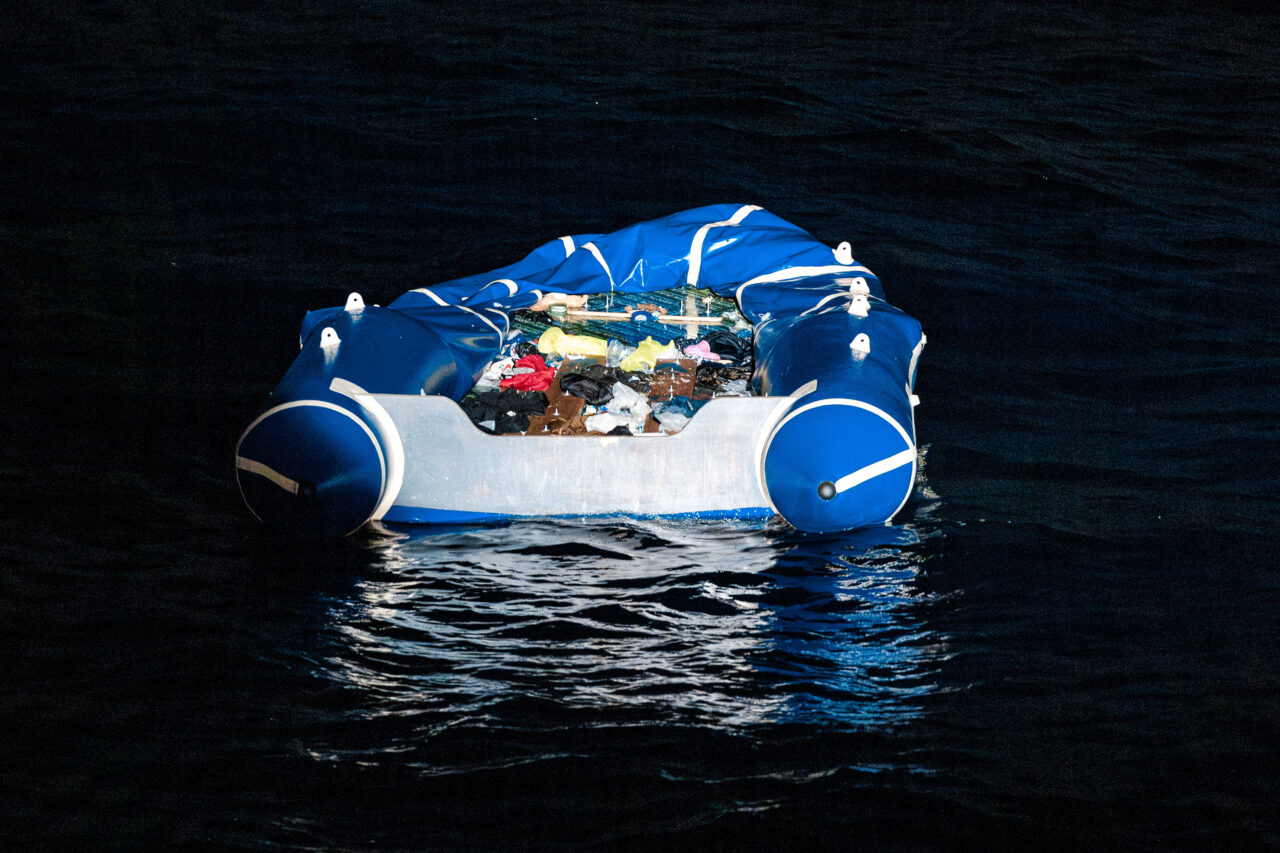 empty boat on the Central Mediterranean